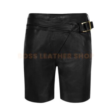 Mens Black Leather Shorts