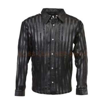 Black Leather Shirt Mens