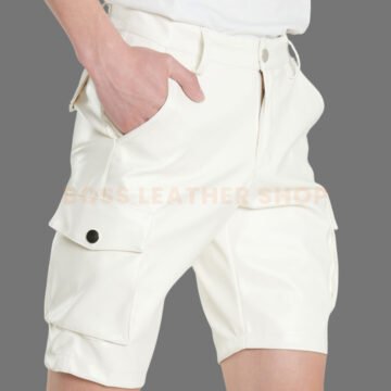 Alternative view of White Leather Shorts