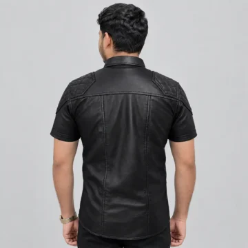 Alternative view of Black Quilted Leather Shirts