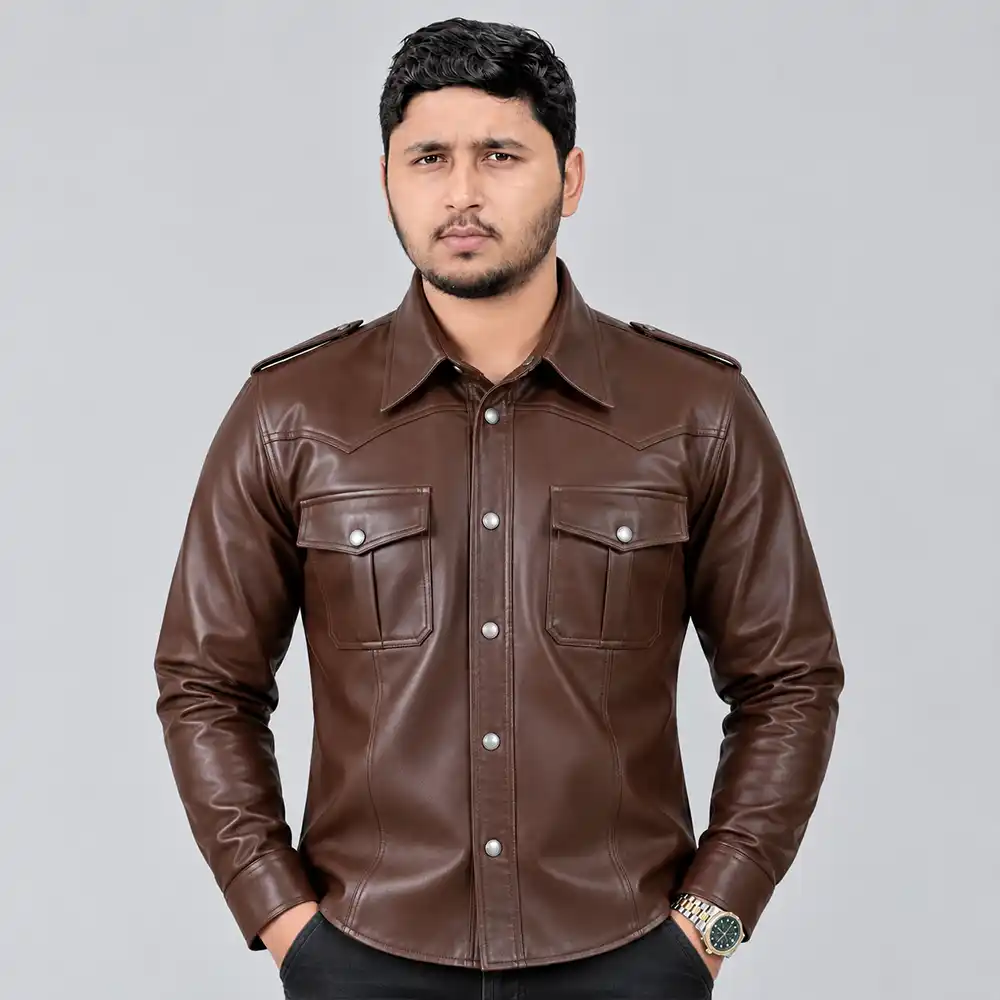 Brown Leather Shirt