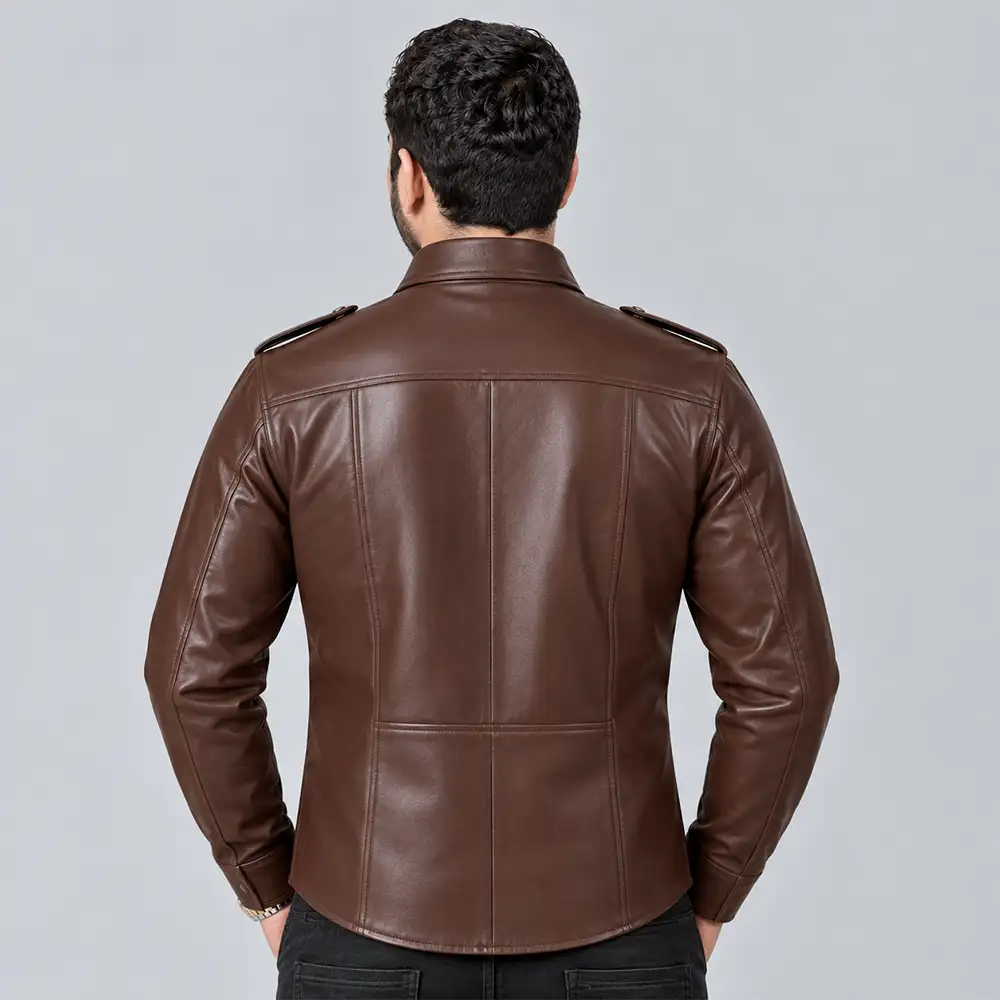 Brown Leather Shirt - Image 2