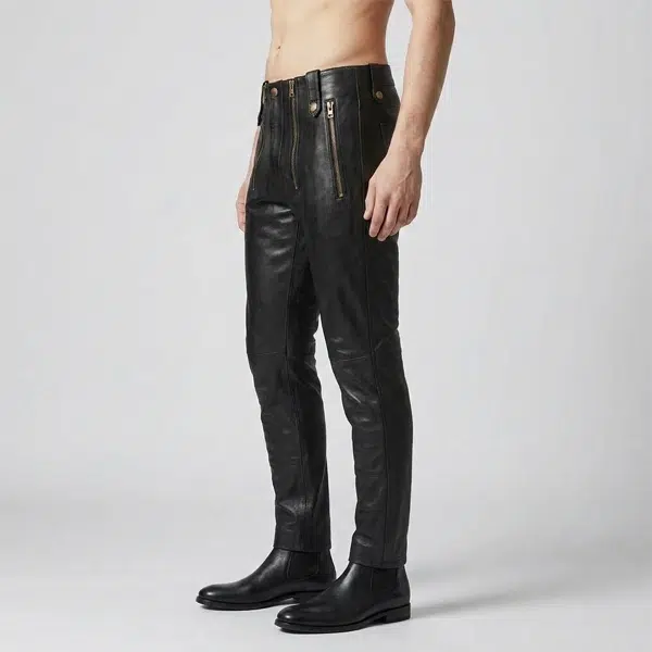 Black Leather Pants Mens - Image 3
