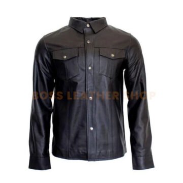 Black Leather Mens Shirt
