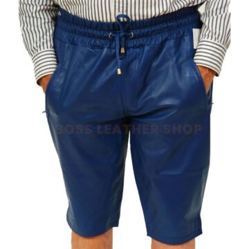 Blue Leather Shorts