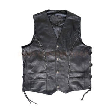 Mens Leather Motorcycle Vest