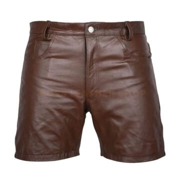 Brown Leather Shorts