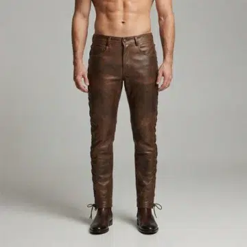 Brown Mens Leather Pants