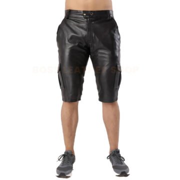 Black Leather Shorts Men