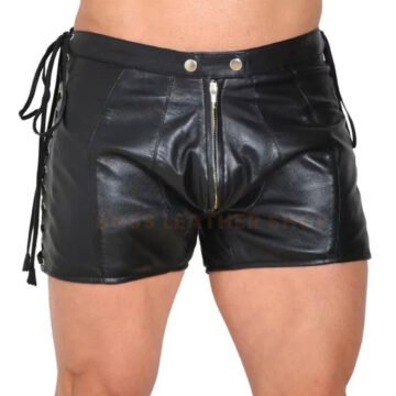 Laced Leather Shorts