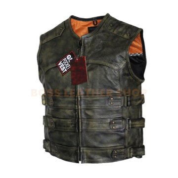 Leather motorcycle Vests For Men