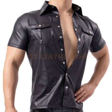 Short Sleeve Leather Shirt