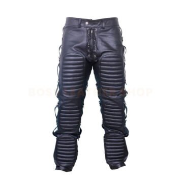 Men Black Leather Pants