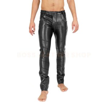 Mens Black Leather Pants
