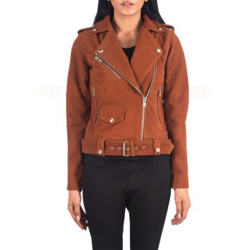 Womens Biker Suede Leather Jacket