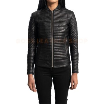 Womens Padded Leather Jacket