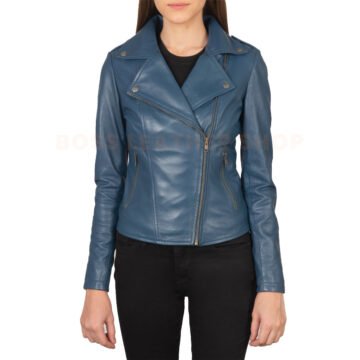 Womens Blue Biker Jacket