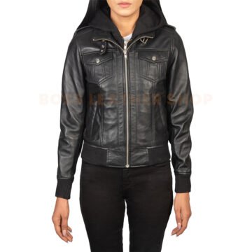 Womens Black Bomber Jacket