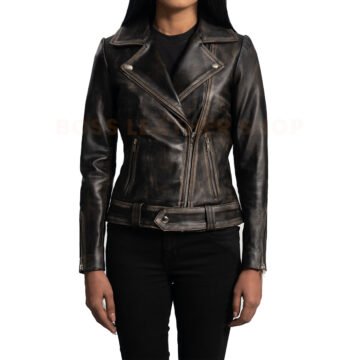 Womens Distressed Leather Jacket