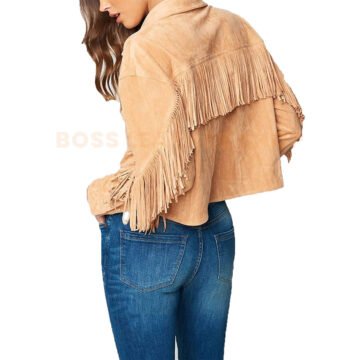 Alternative view of Fringed Leather Jacket Womens