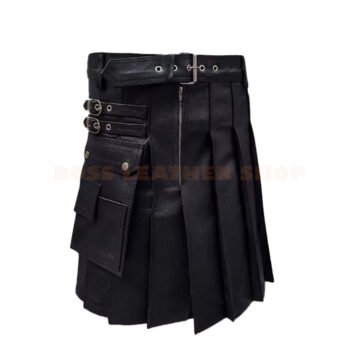 Black Leather Kilt