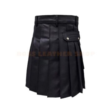 Alternative view of Black Leather Kilt
