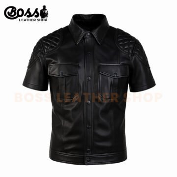 Quilted Mens Leather Shirt