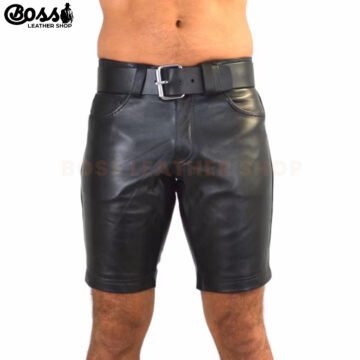 Vintage Men Leather Shorts