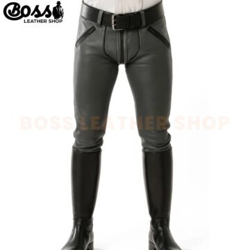 Mens Leather Biker Pants
