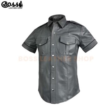 Leather Sleeveless T Shirt