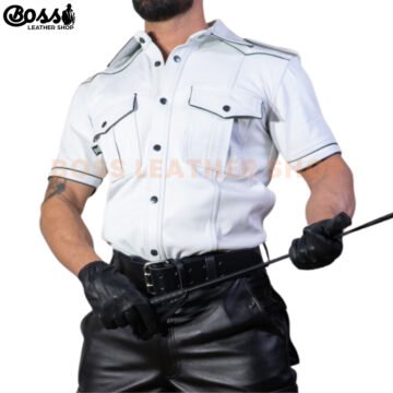 White Leather Shirt Mens​