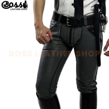 Alternative view of Mens Leather Biker Pants