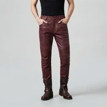 Mens Red Leather Pants