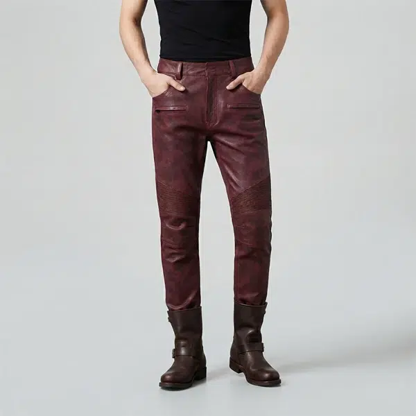 Mens Red Leather Pants