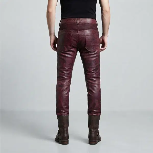 Mens Red Leather Pants - Image 2