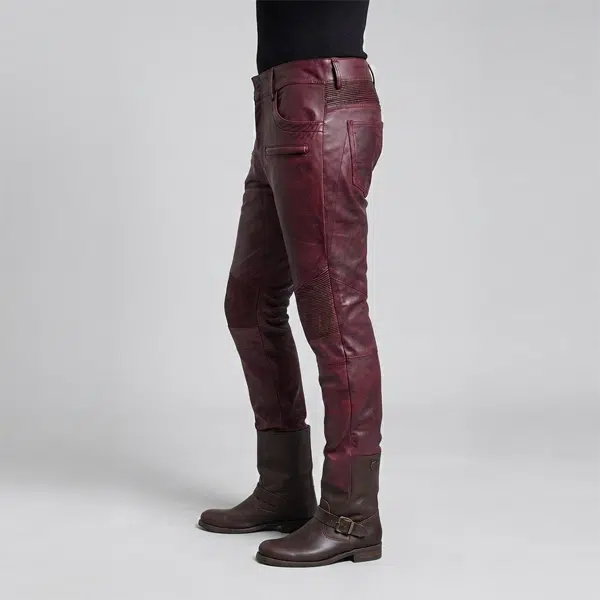Mens Red Leather Pants - Image 3