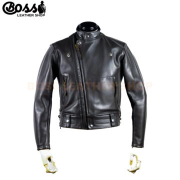 Black Leather Biker jacket For Men