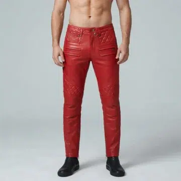 Red Leather Pants Mens