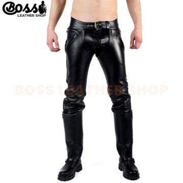 Black Leather Biker Pants