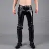 Black Leather Biker Pants​