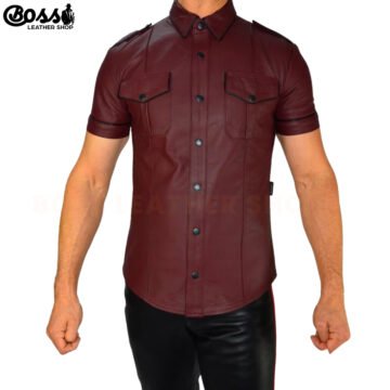 Leather Button Up Shirt For Men