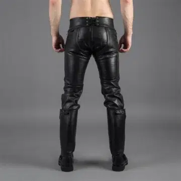 Alternative view of Black Leather Biker Pants​