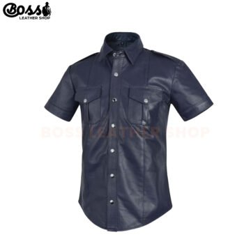 Black Leather Button Down Shirt