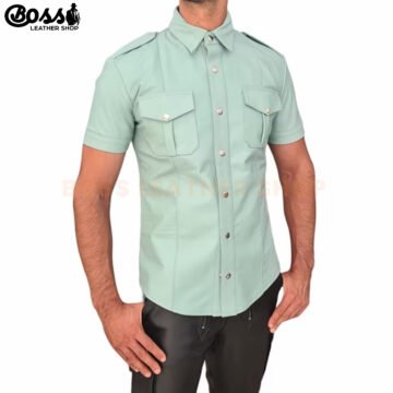 Mens Leather Dress Shirt