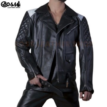 Mens Quilted Leather Jacket​
