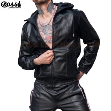 Hooded Leather Jacket