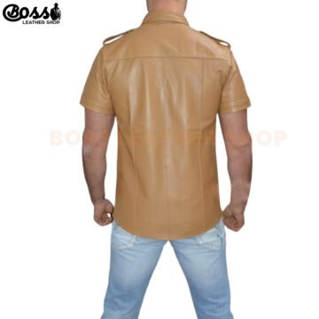 Alternative view of Brown Leather Shirt Mens