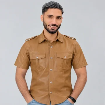 Brown Leather Shirt​ Mens