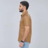 Brown Leather Shirt Mens - Image 3