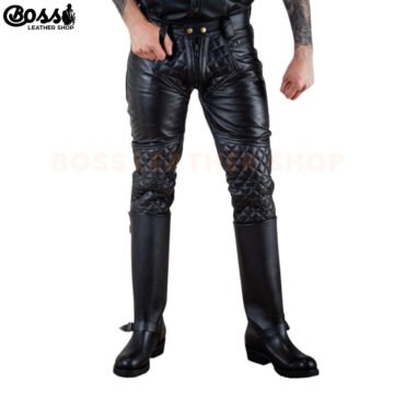 Mens Quilted Leather Pants
